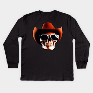 Retro Cowboy Skull Halloween Retro Colorful Kids Long Sleeve T-Shirt